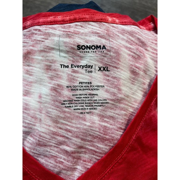 Sonoma Womens VNeck Tshirt 2XL Red White and Blue Shortsleeve 4th Of July O5 - Picture 3 of 6
